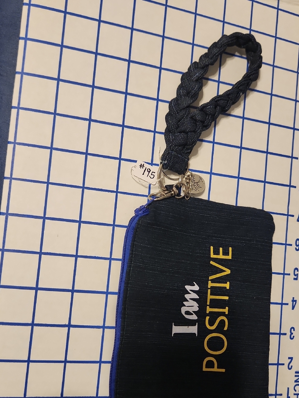 Dark Blue Wristlet Pouch with 'I am POSITIVE' Text